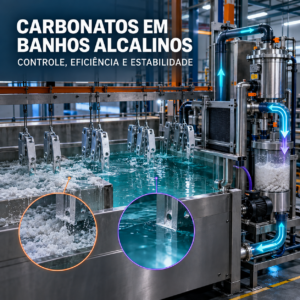 Carbonatos em banhos alcalinos: o acúmulo invisível que reduz a eficiência da galvanoplastia